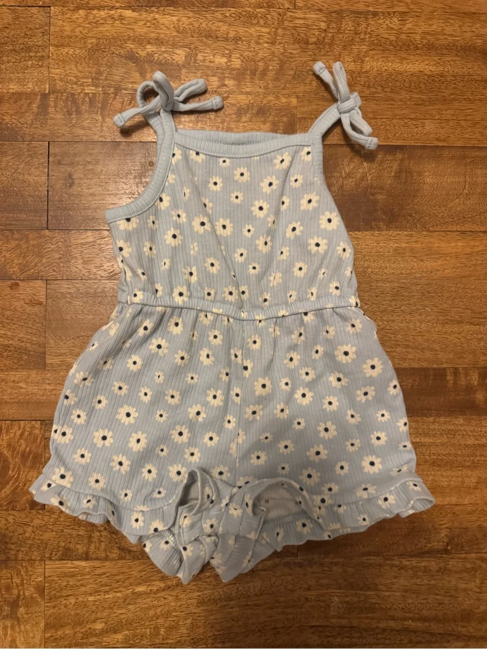 Old Navy Light Blue Daisy Tie-Shoulder Romper